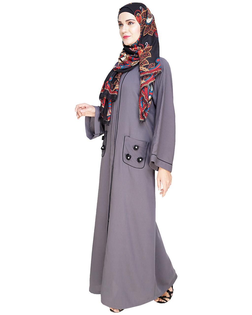 Classic Dubai Style Abaya Grey