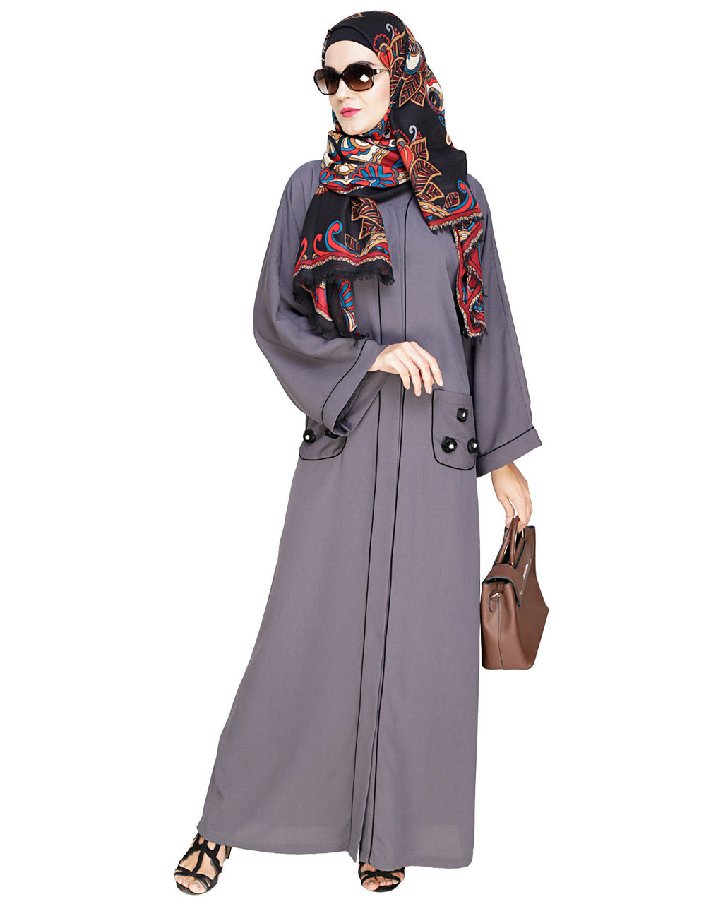 Classic Dubai Style Abaya Grey