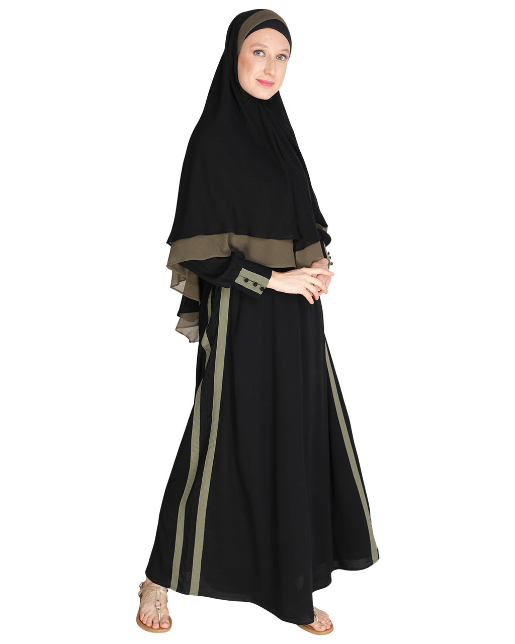 Abaya with Hijab Set Sage Green