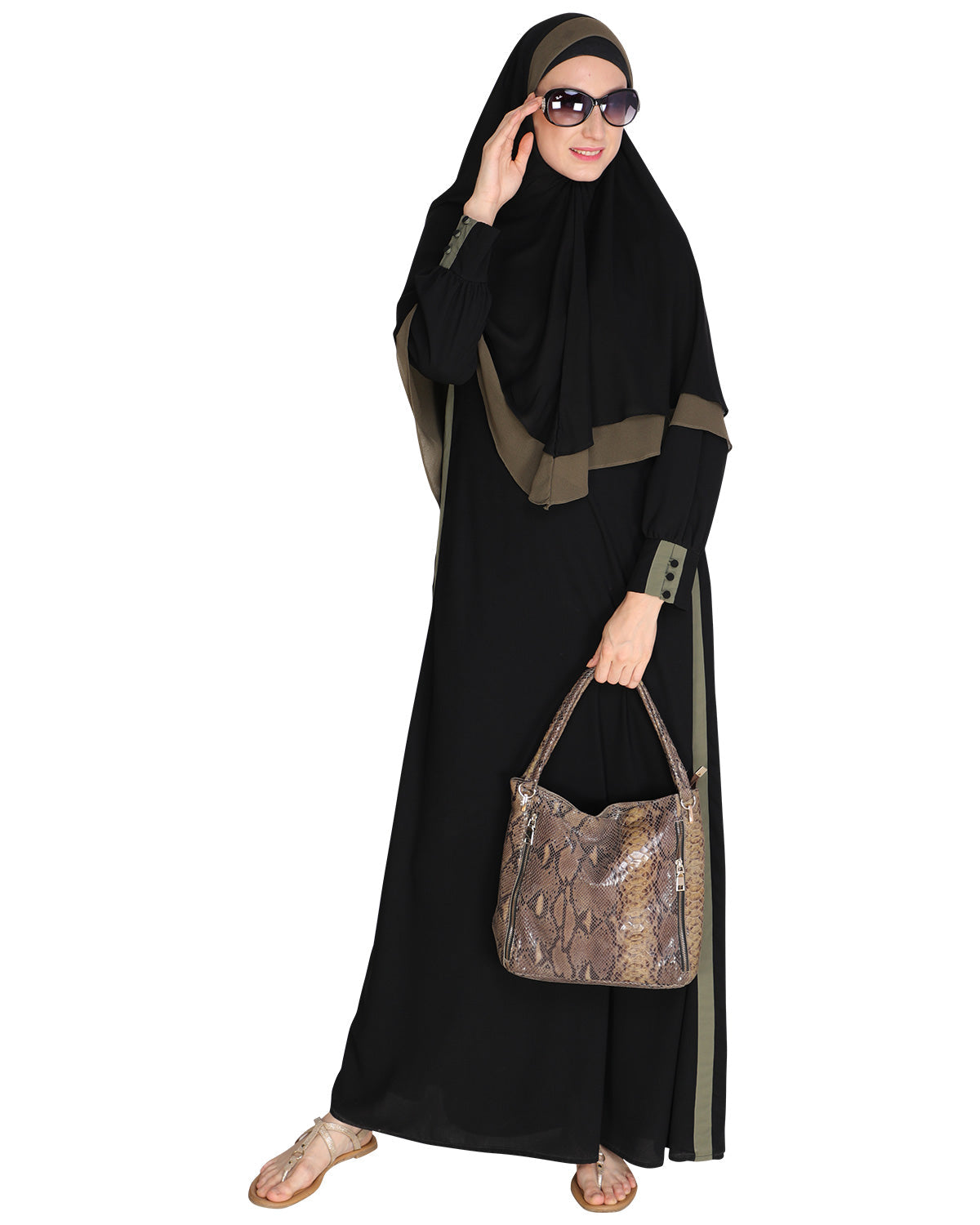 Abaya with Hijab Set Sage Green
