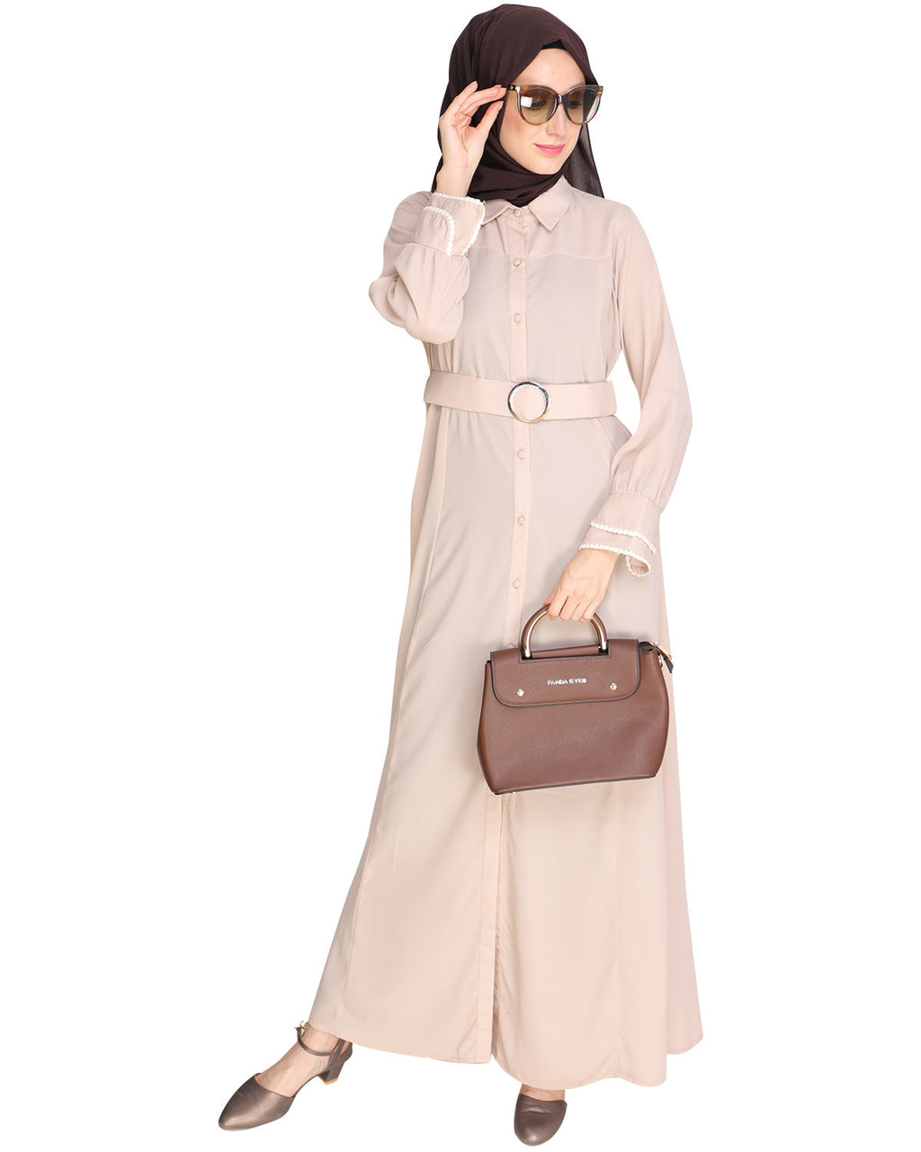 Shirt Style Maxi Dress Beige
