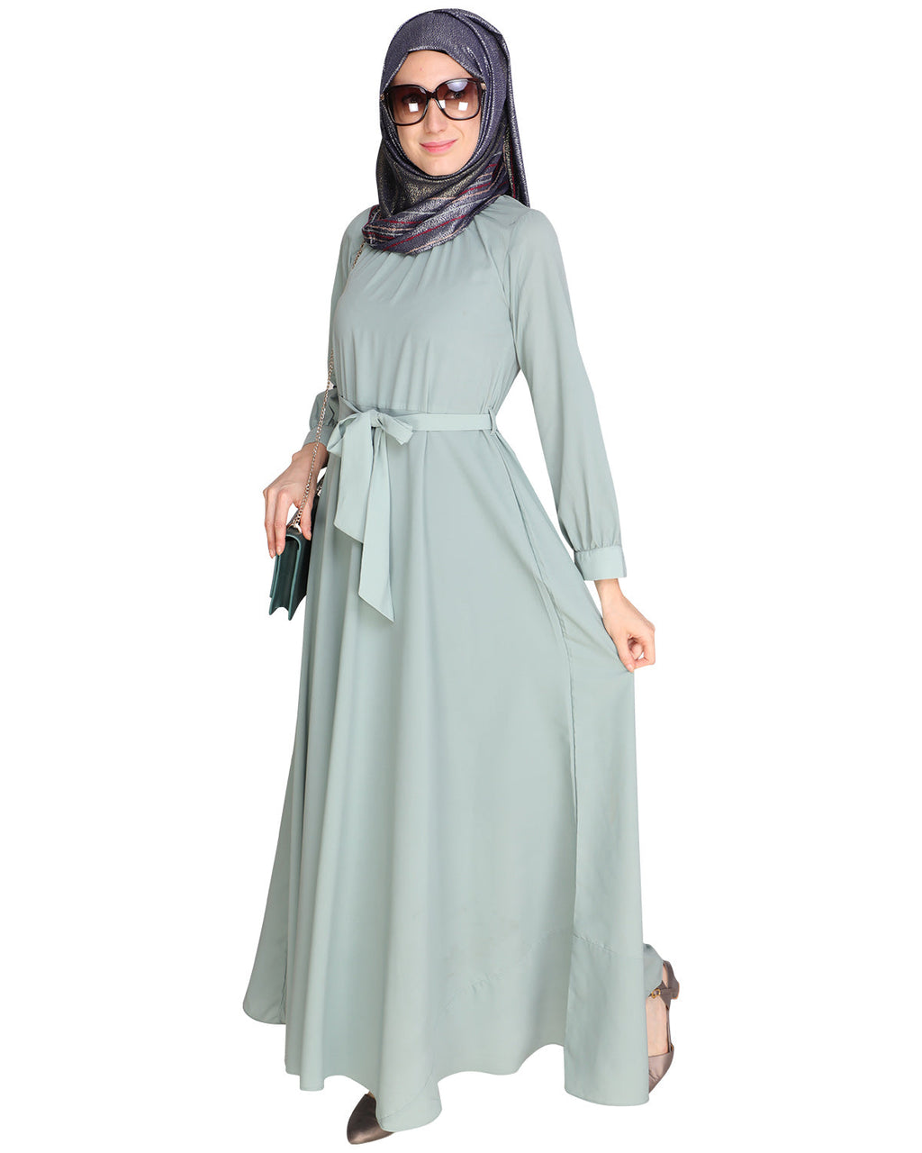 Gathered Neck Maxi Dress Brown