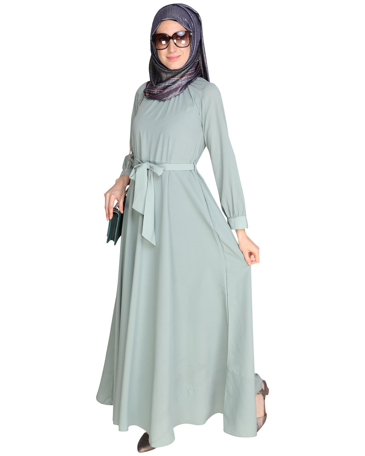 Gathered Neck Maxi Dress Brown