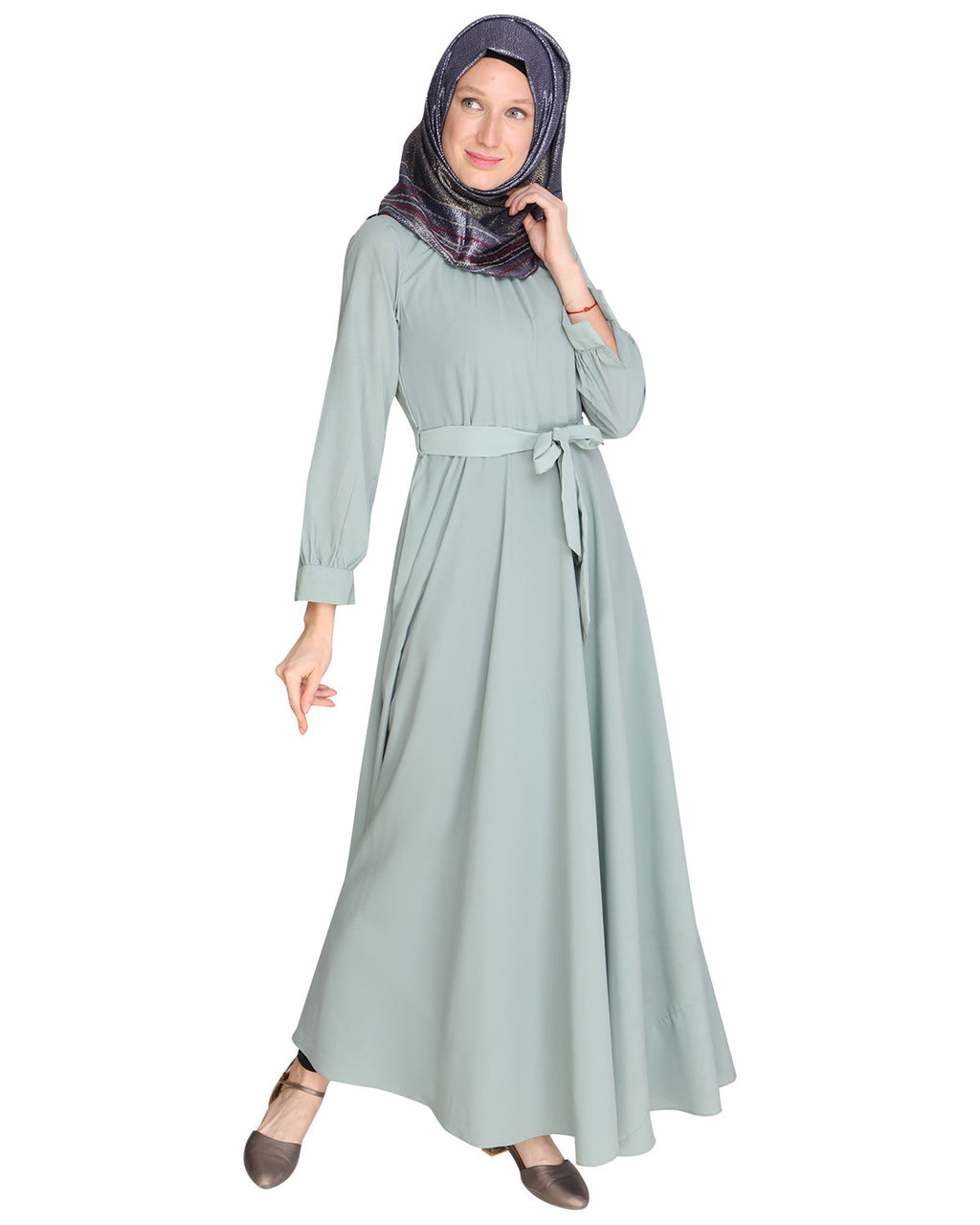Gathered Neck Maxi Dress Brown
