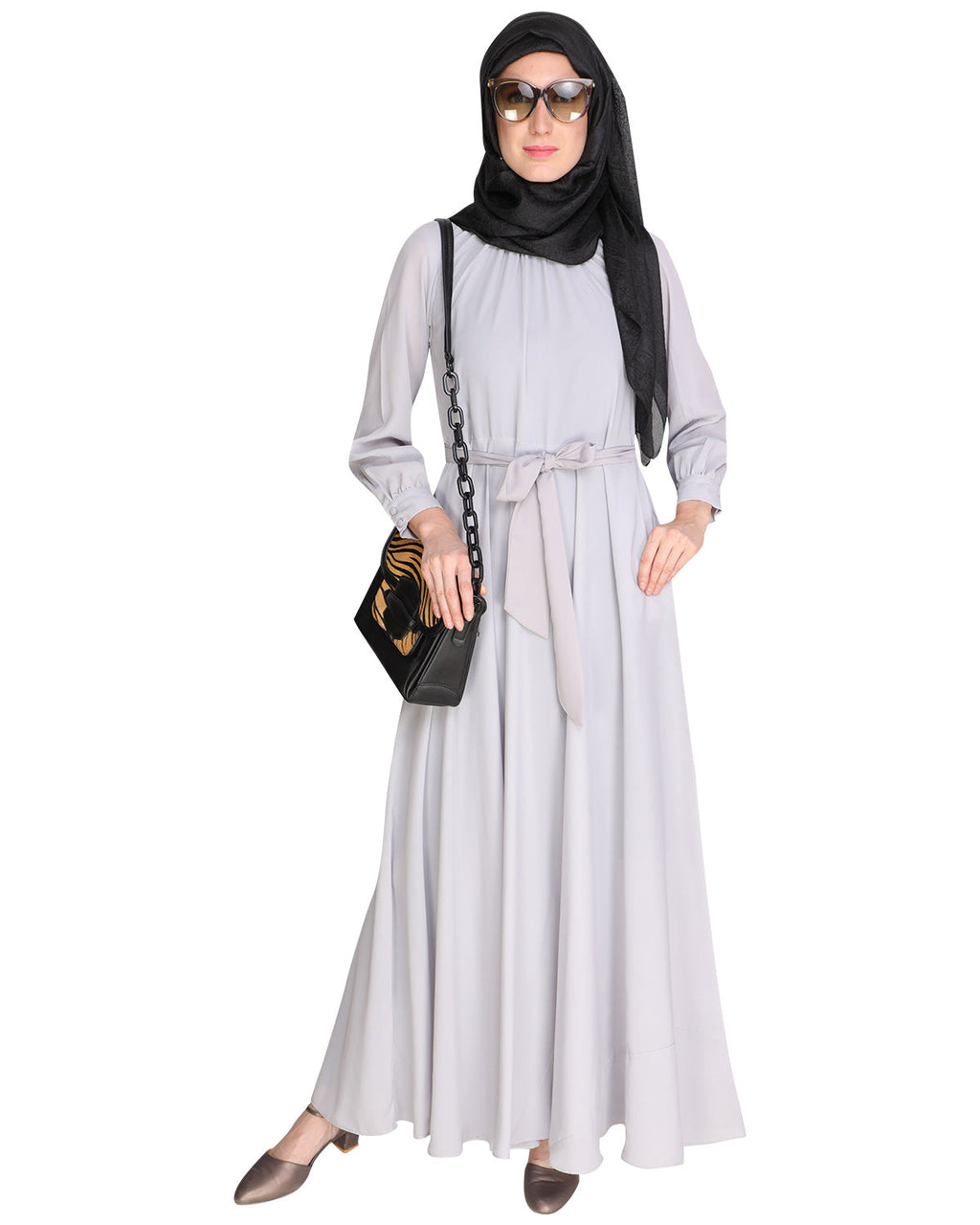 Gathered Neck Maxi Dress Ice Blue
