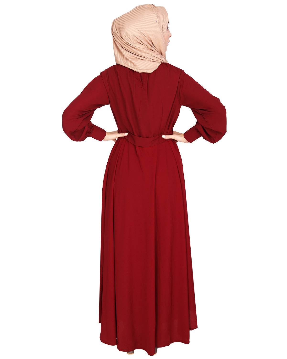 Gathered Neck Maxi Dress Maroon