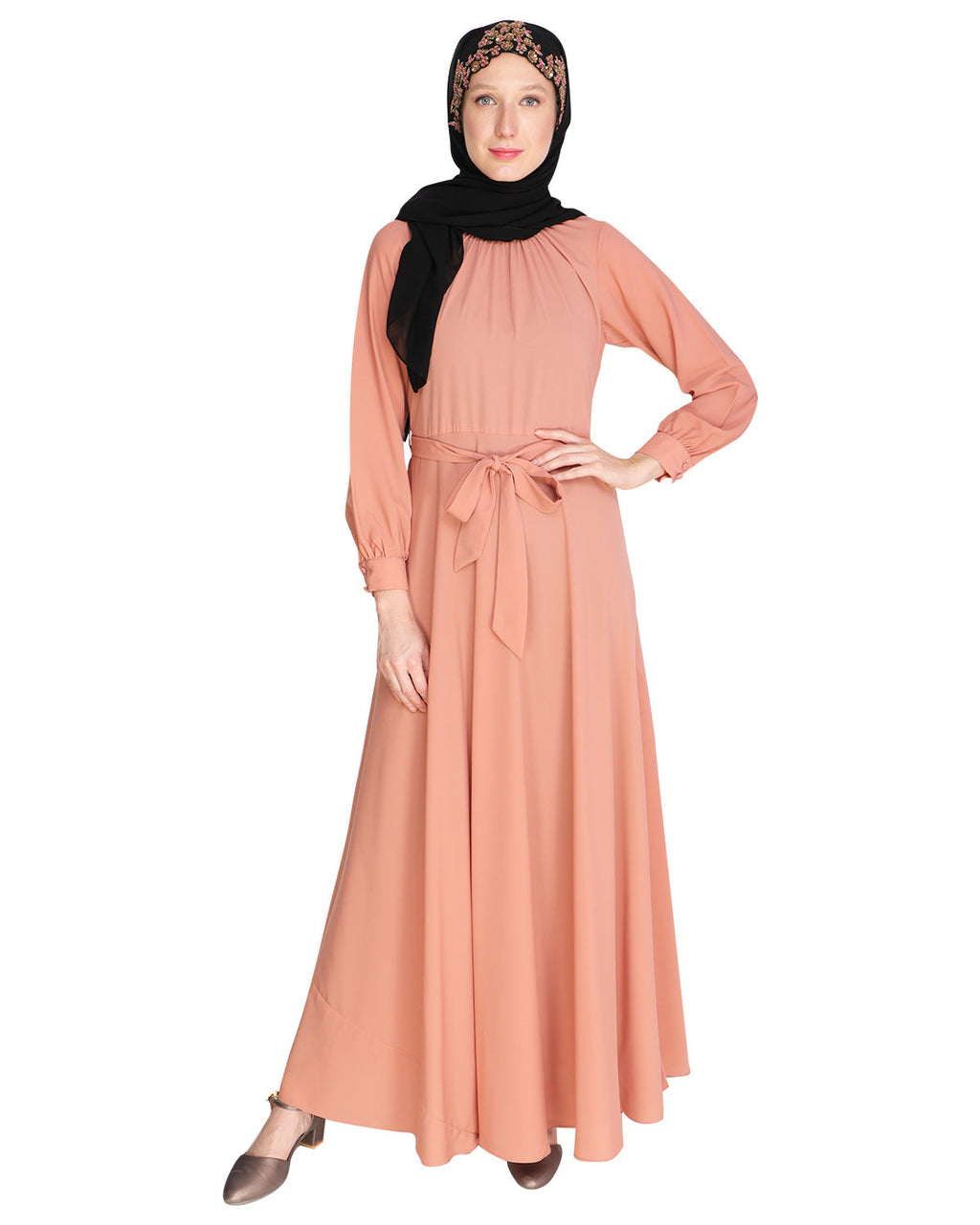 Gathered Neck Maxi Dress Maroon
