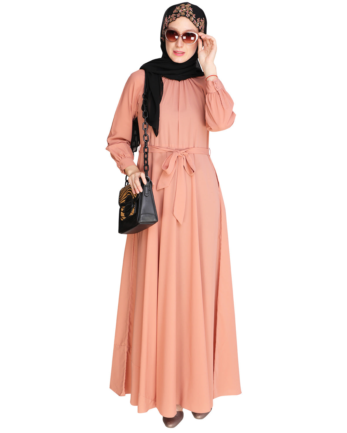 Gathered Neck Maxi Dress Maroon
