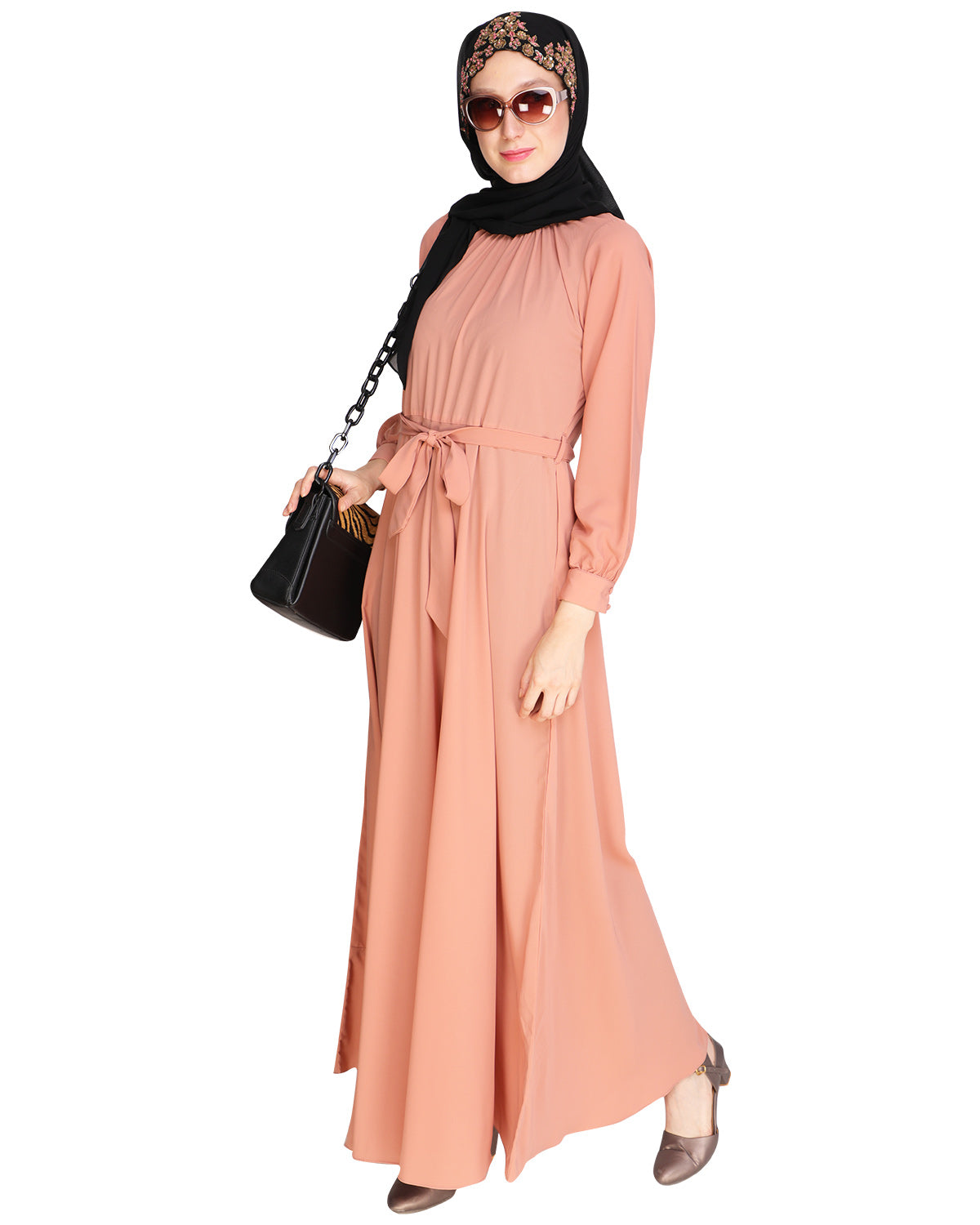 Gathered Neck Maxi Dress Orange