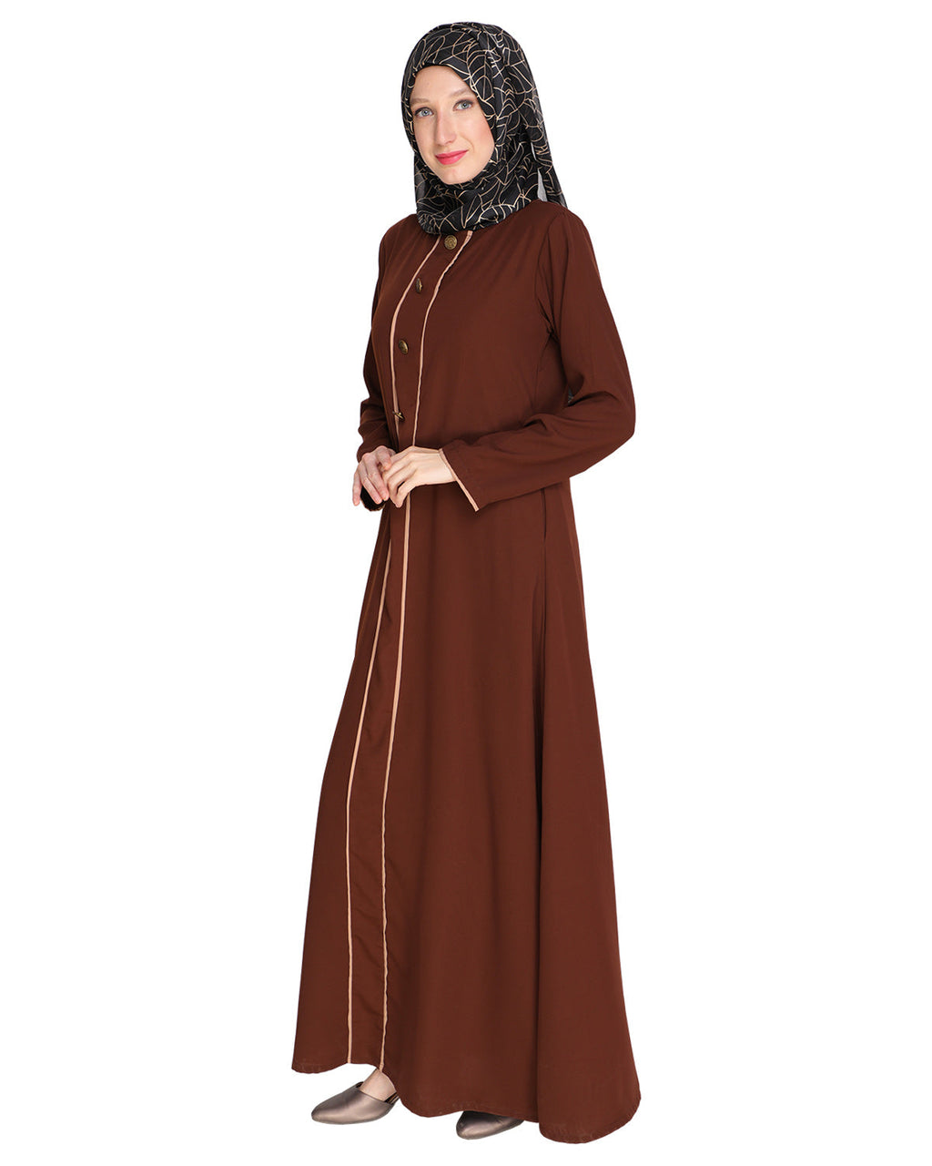 Sleek Dark Abaya Dark Brown