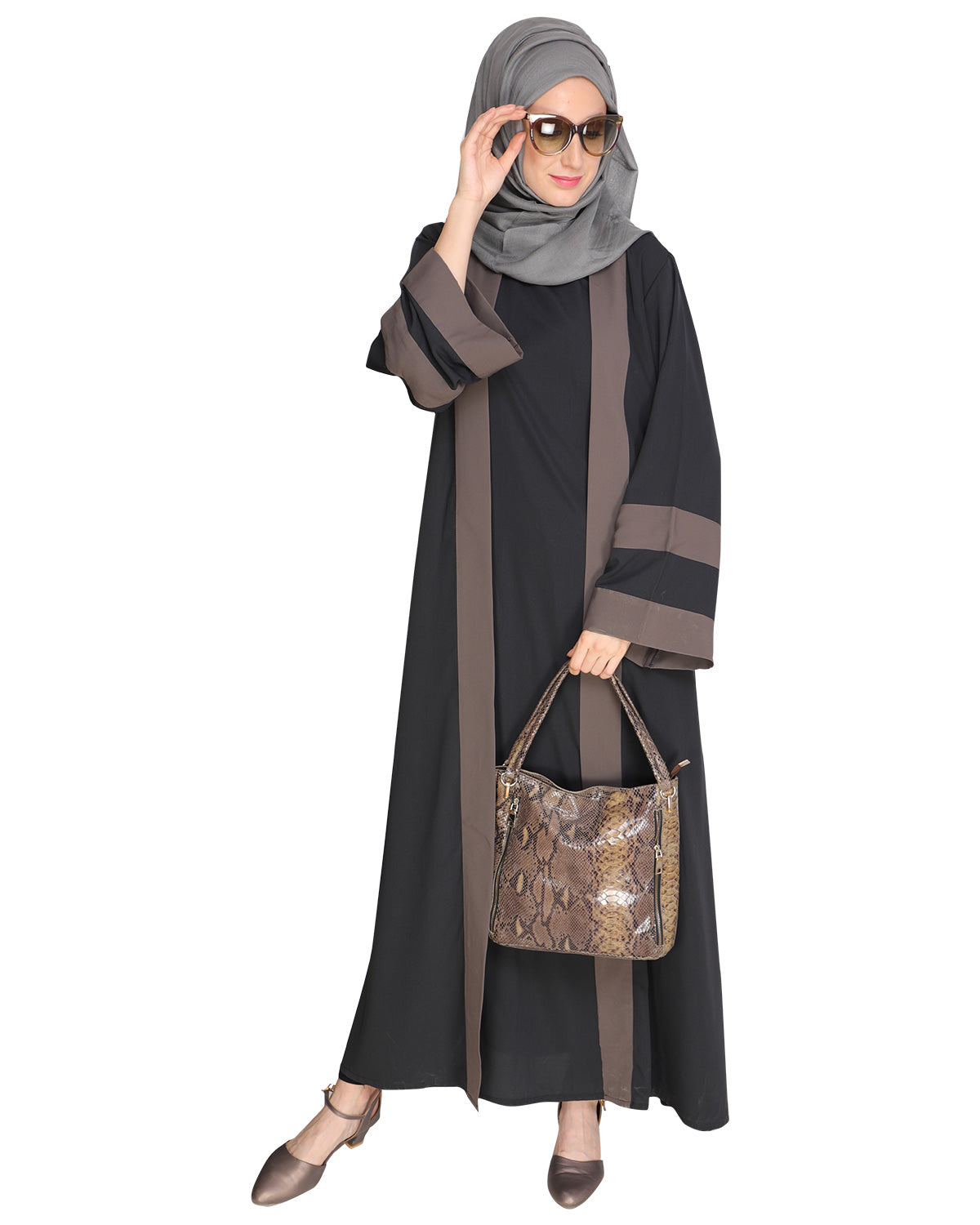 Contemporary Anchor Abaya Grey