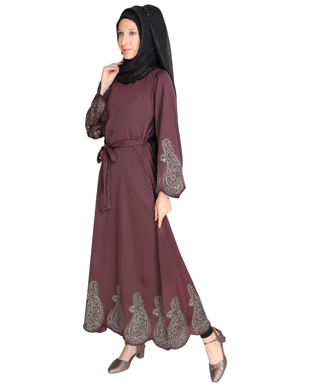 Block printed Abaya Purple