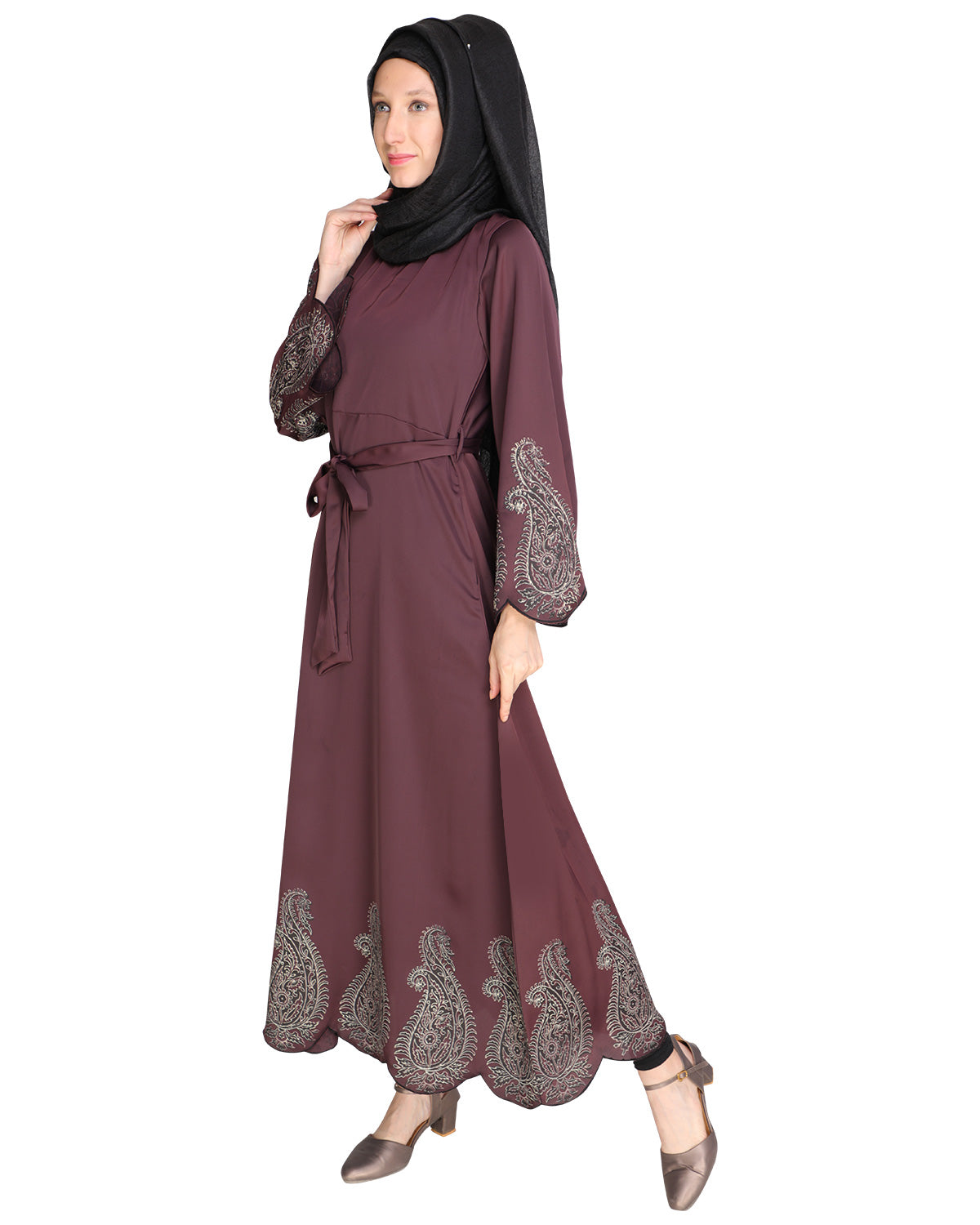 Block printed Abaya Purple