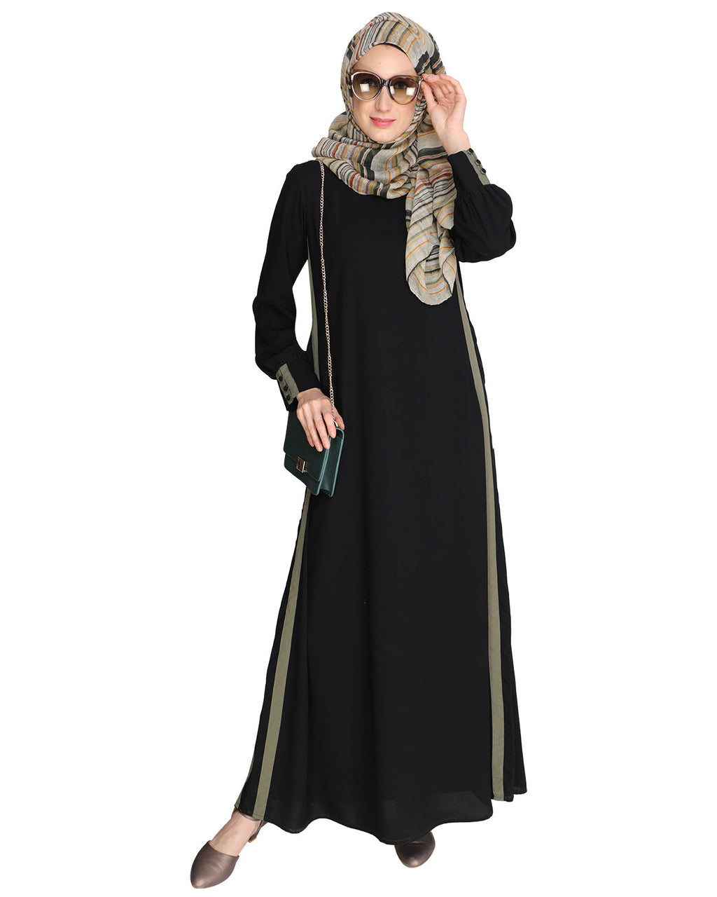 Black Side Detailed Abaya Black