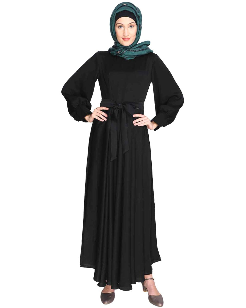 Flared Printed Maxi Dress Black