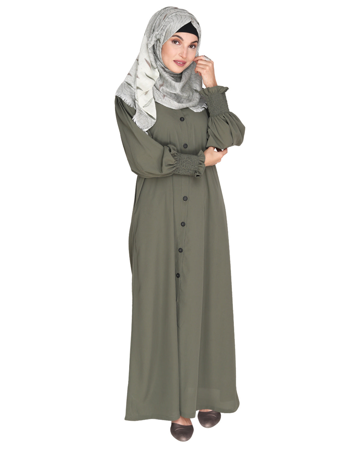 Voguish Front Open Abaya Dead Mint