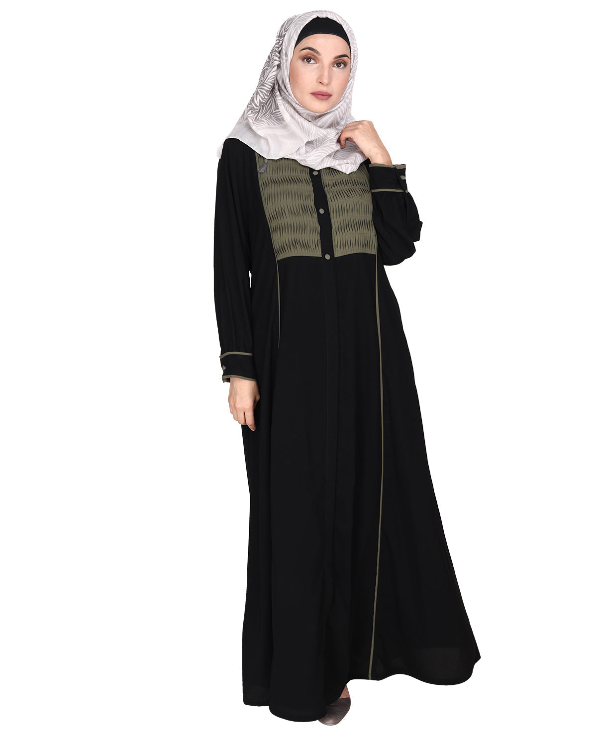 Wavetucks Yoke Abaya Black
