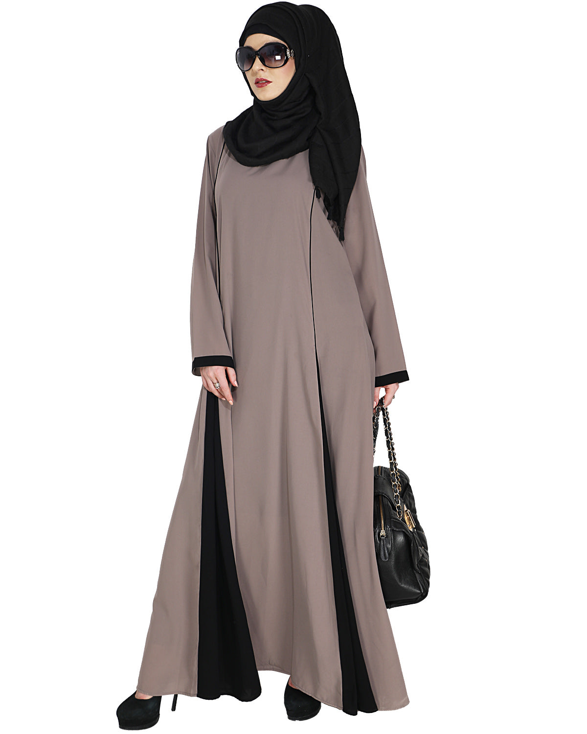 Wavetucks Yoke Abaya Grey
