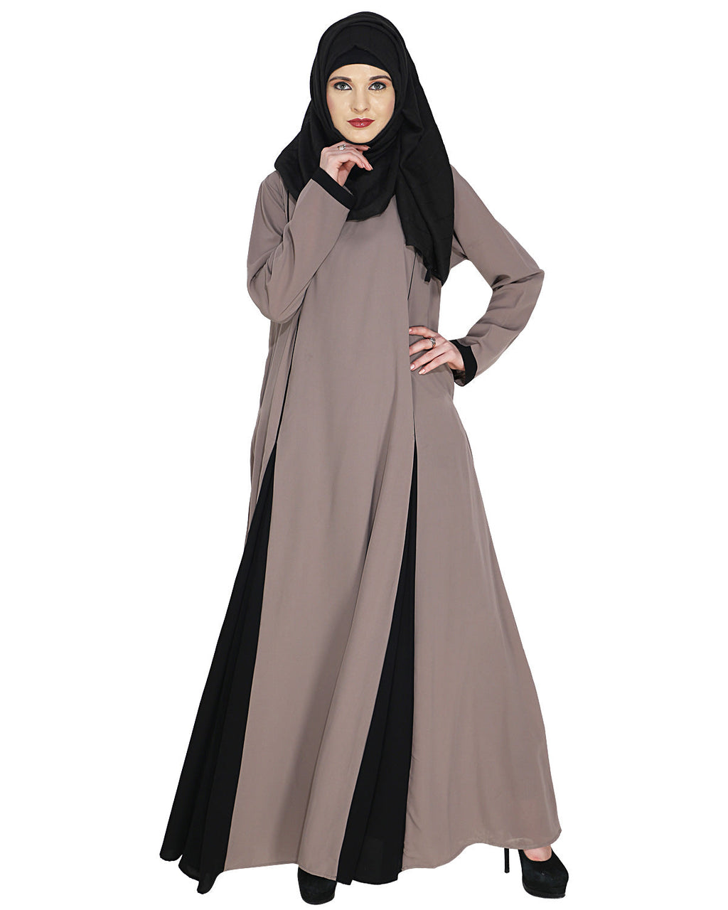 Wavetucks Yoke Abaya Grey