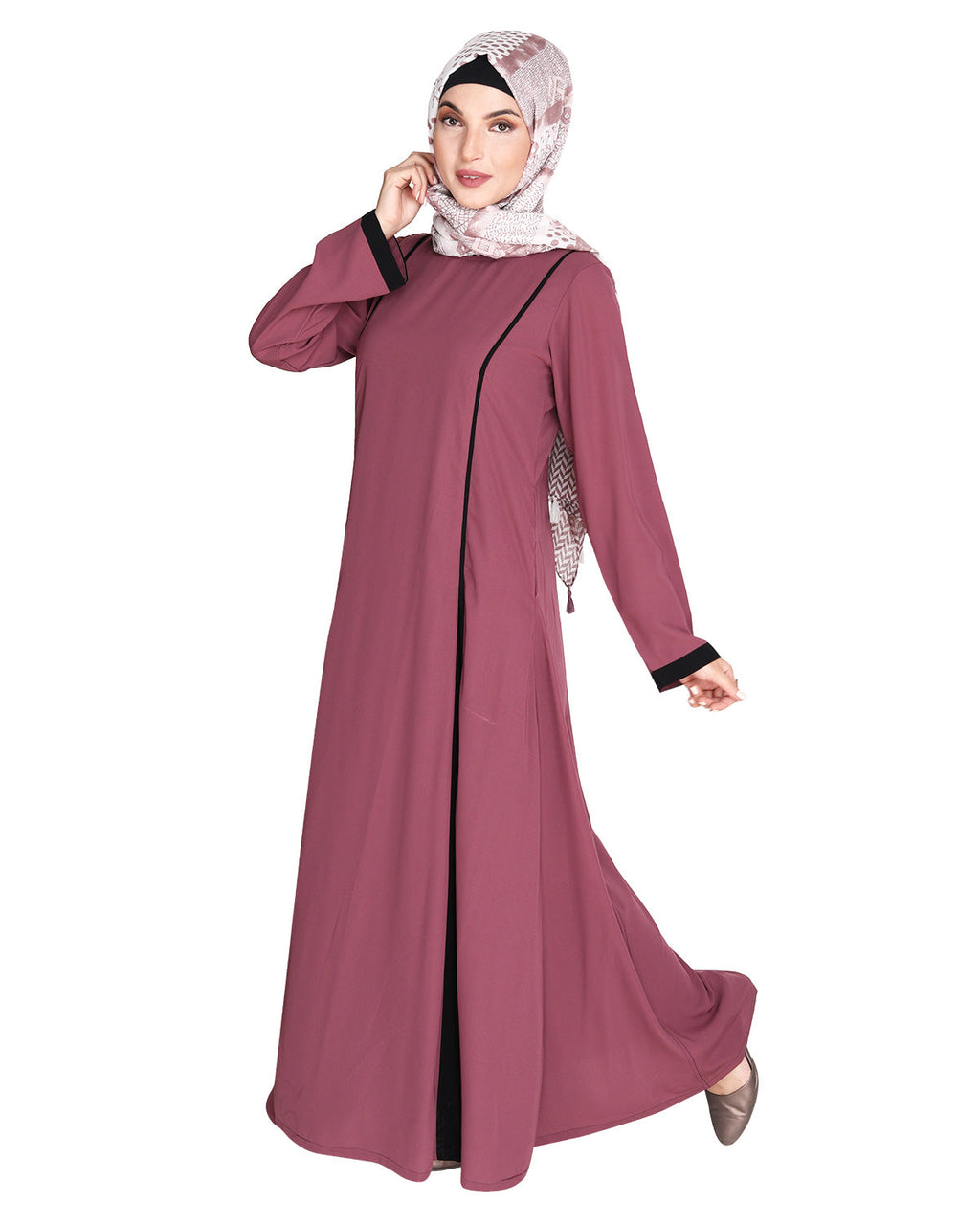 Wavetucks Yoke Abaya Onion Pink