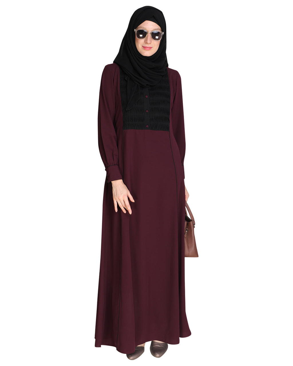 Wavetucks Yoke Abaya Purple