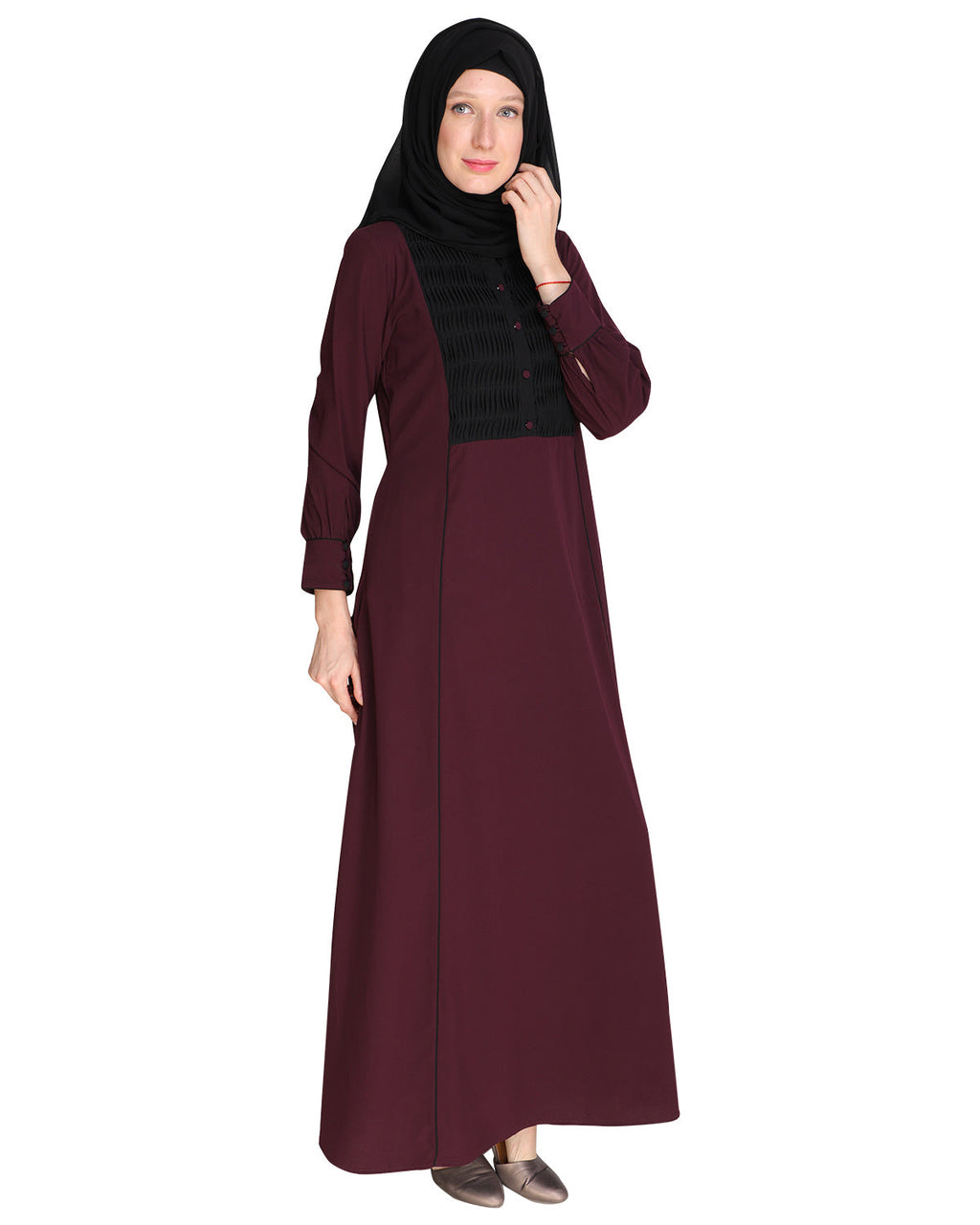 Wavetucks Yoke Abaya Purple