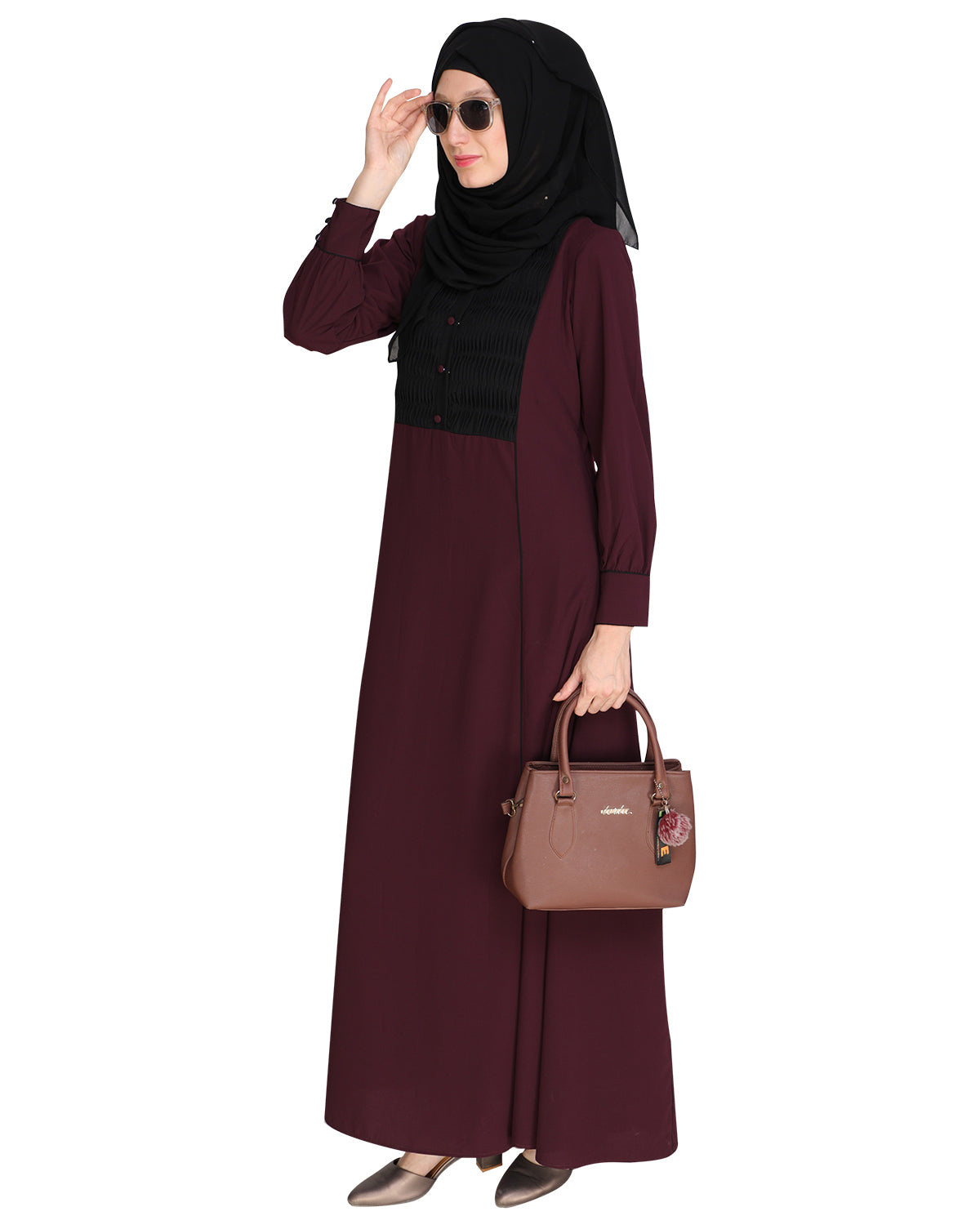 Wavetucks Yoke Abaya Purple