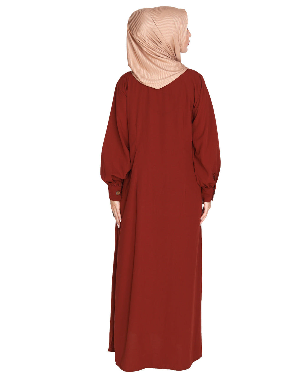 Flowy and Elegant Pintuck Abaya Brick Red