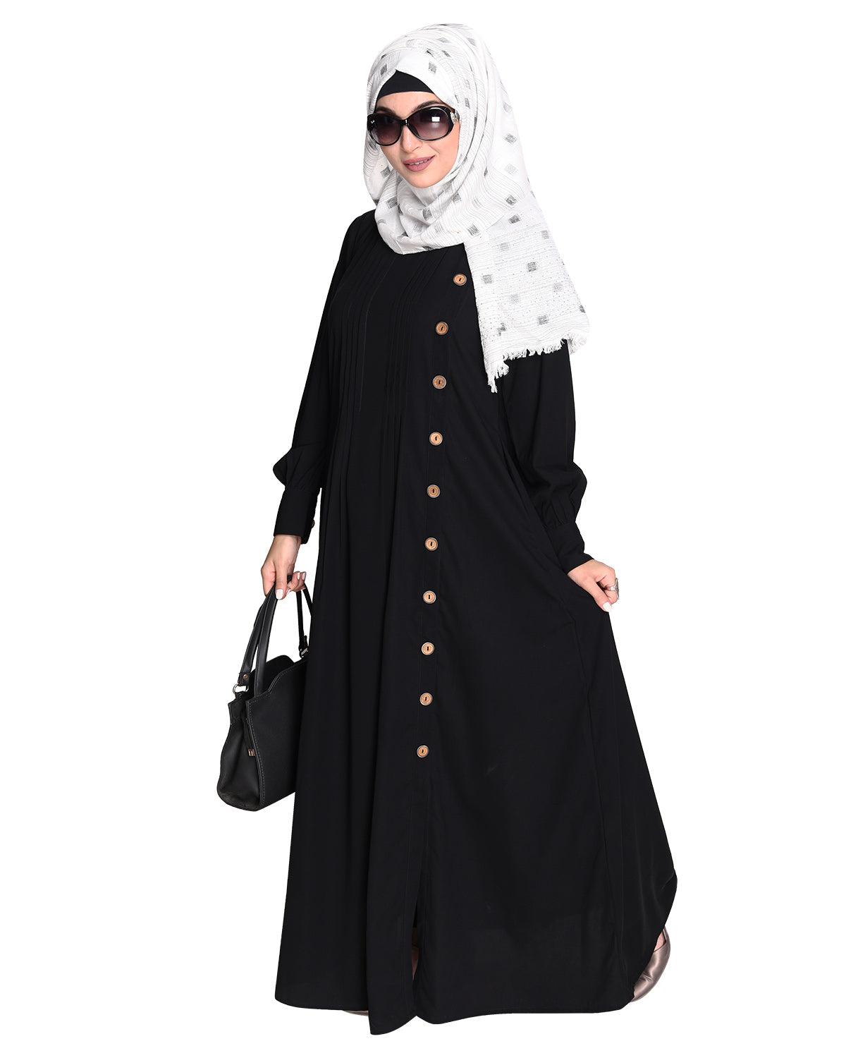 Flowy and Elegant Pintuck Abaya Black