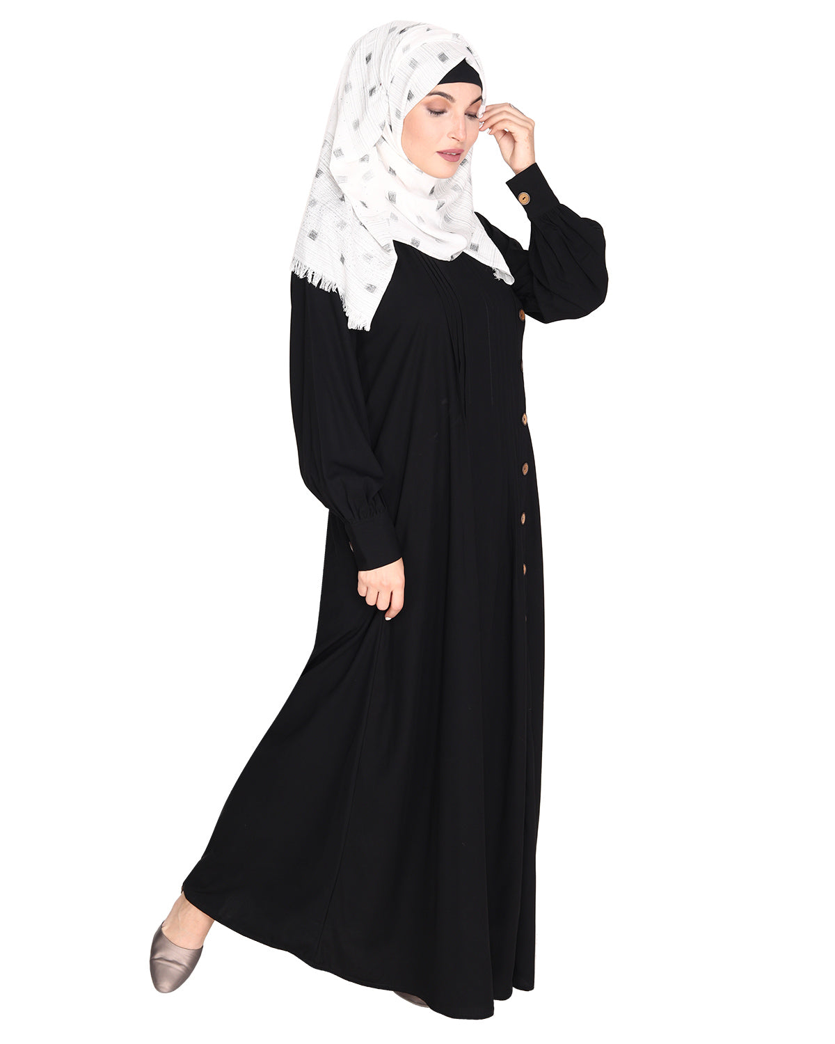 Flowy and Elegant Pintuck Abaya Black