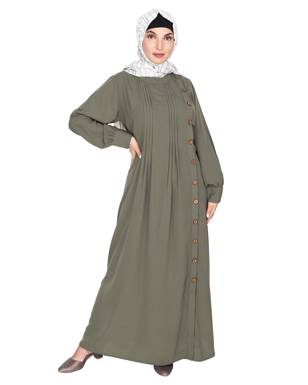 Flowy and Elegant Pintuck Abaya Dead Mint