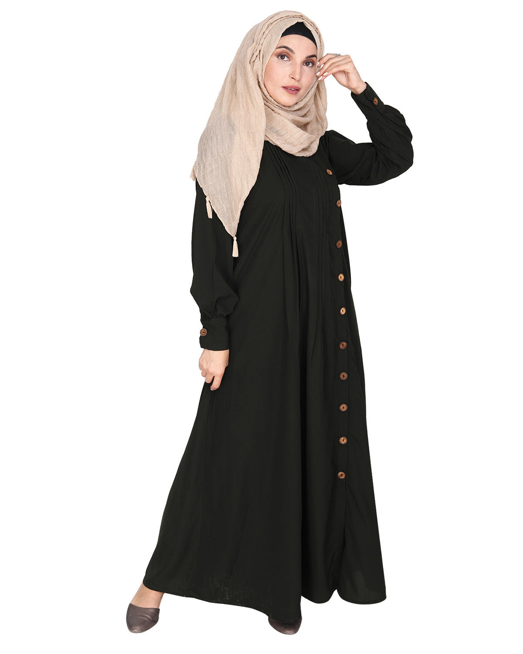 Flowy and Elegant Pintuck Abaya Olive