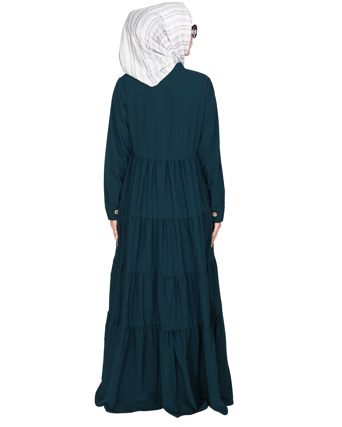 Contemporary Multi Layered Gather Dress Bottle Green