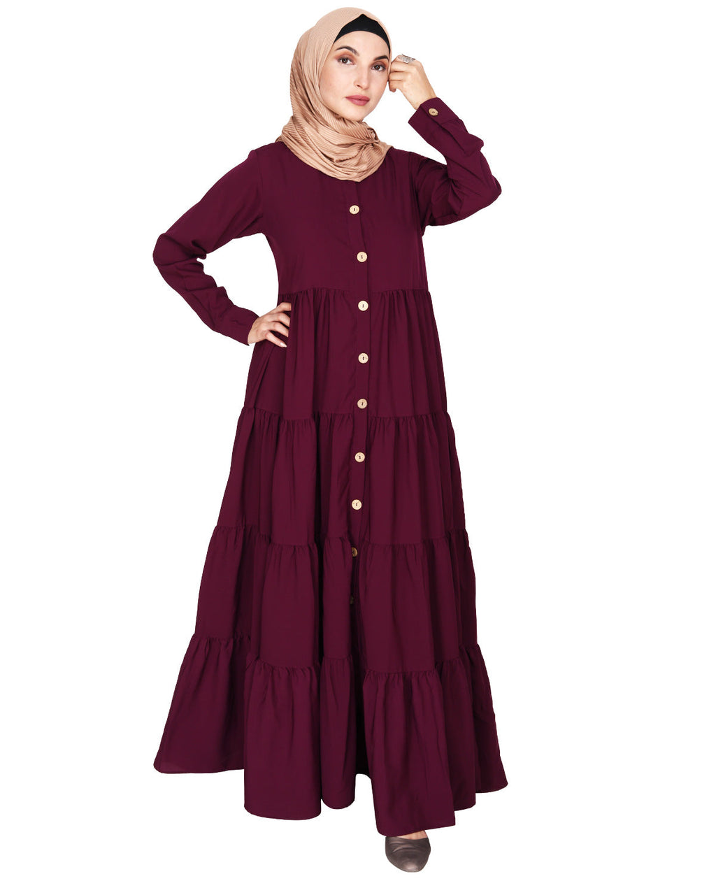 Contemporary Multi Layered Gather Dress Purple