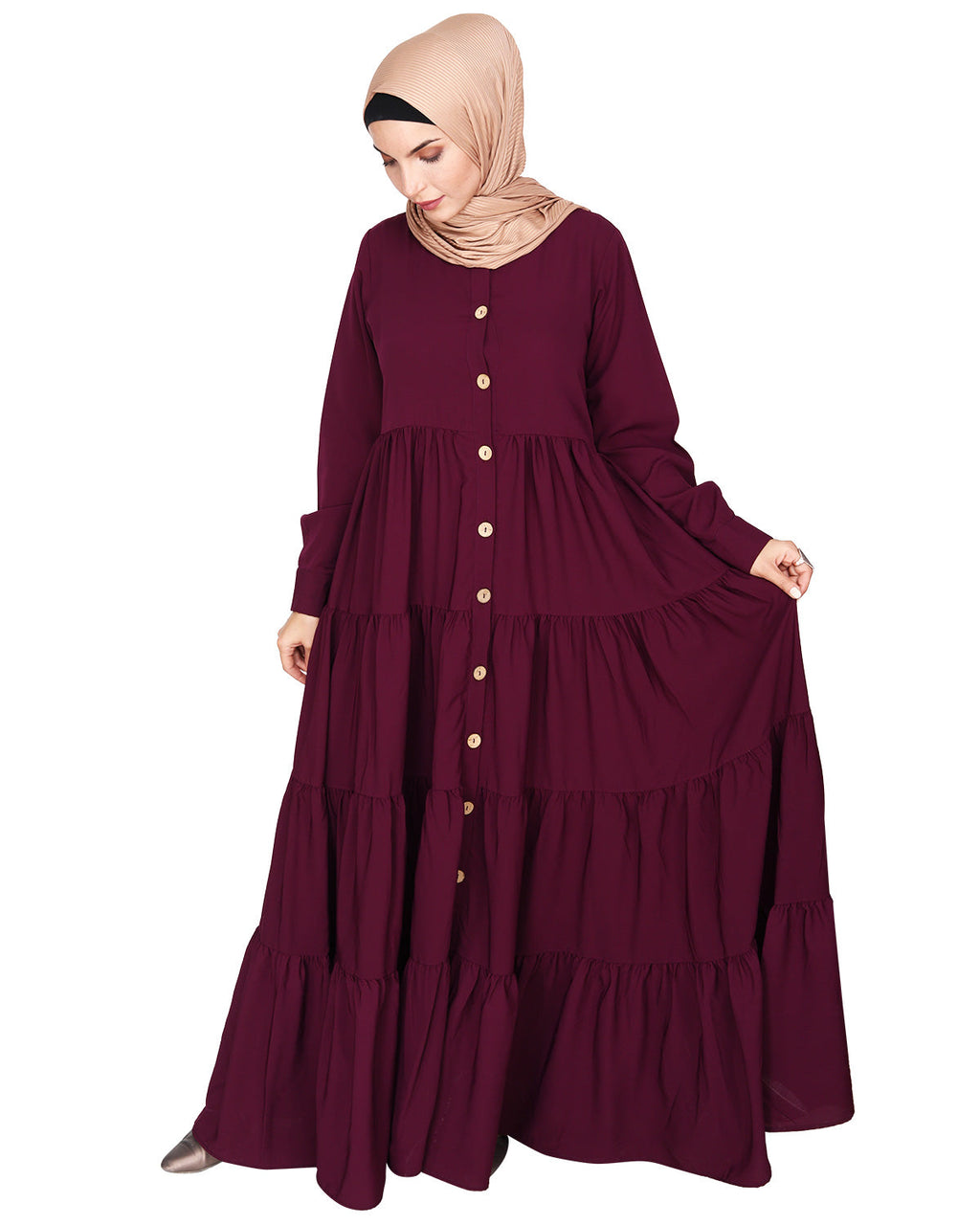 Contemporary Multi Layered Gather Dress Purple