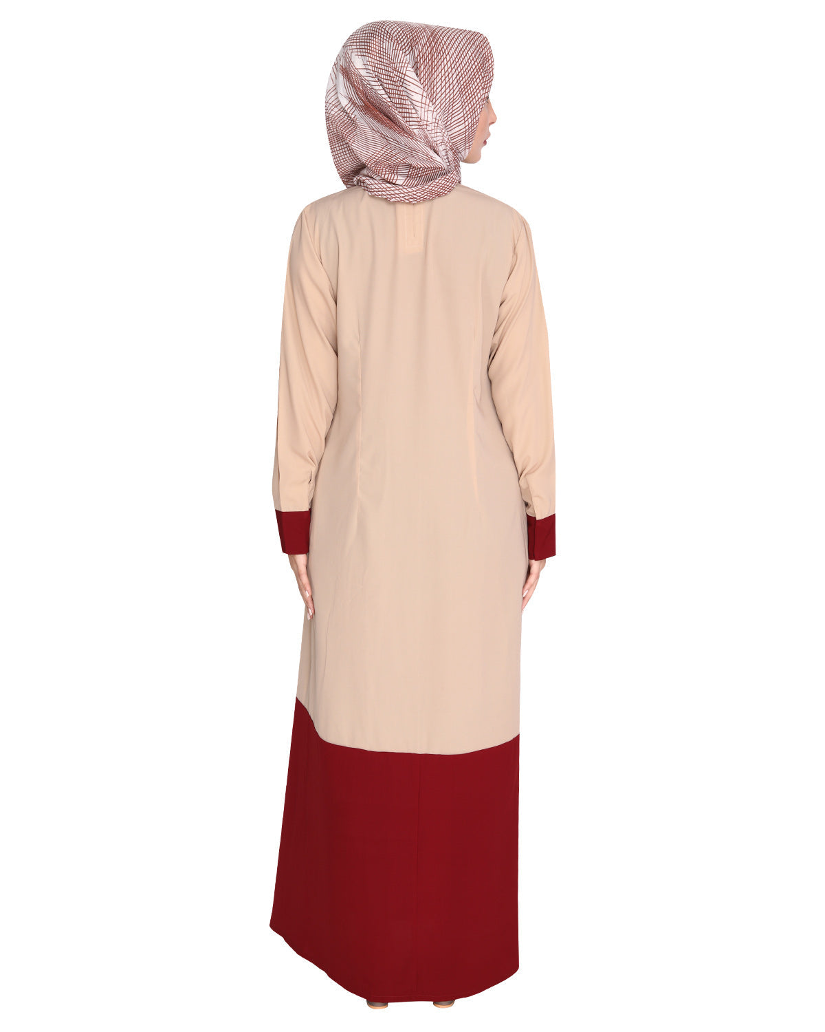 Symmetrical Design Abaya Maroon