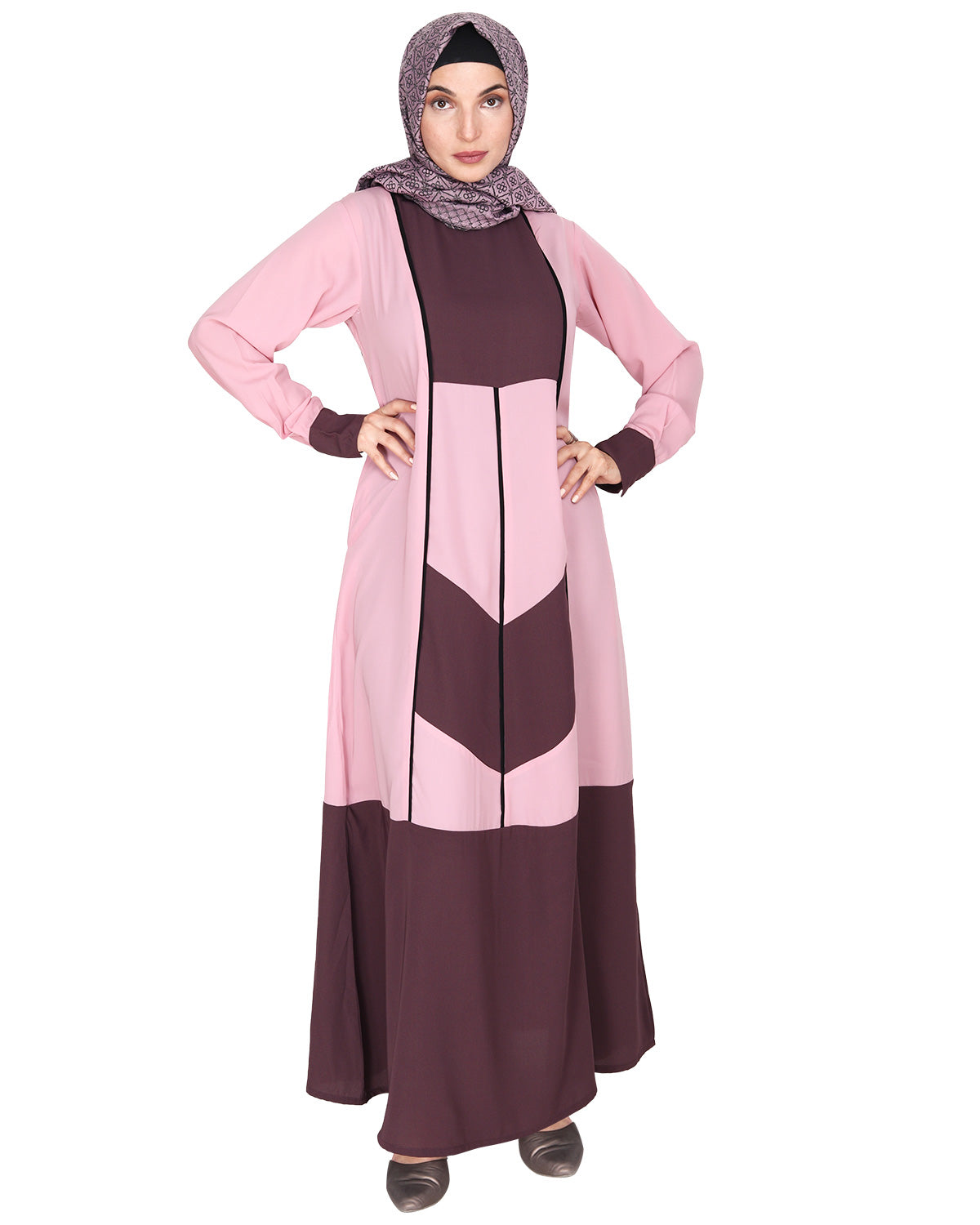 Symmetrical Design Abaya Pink