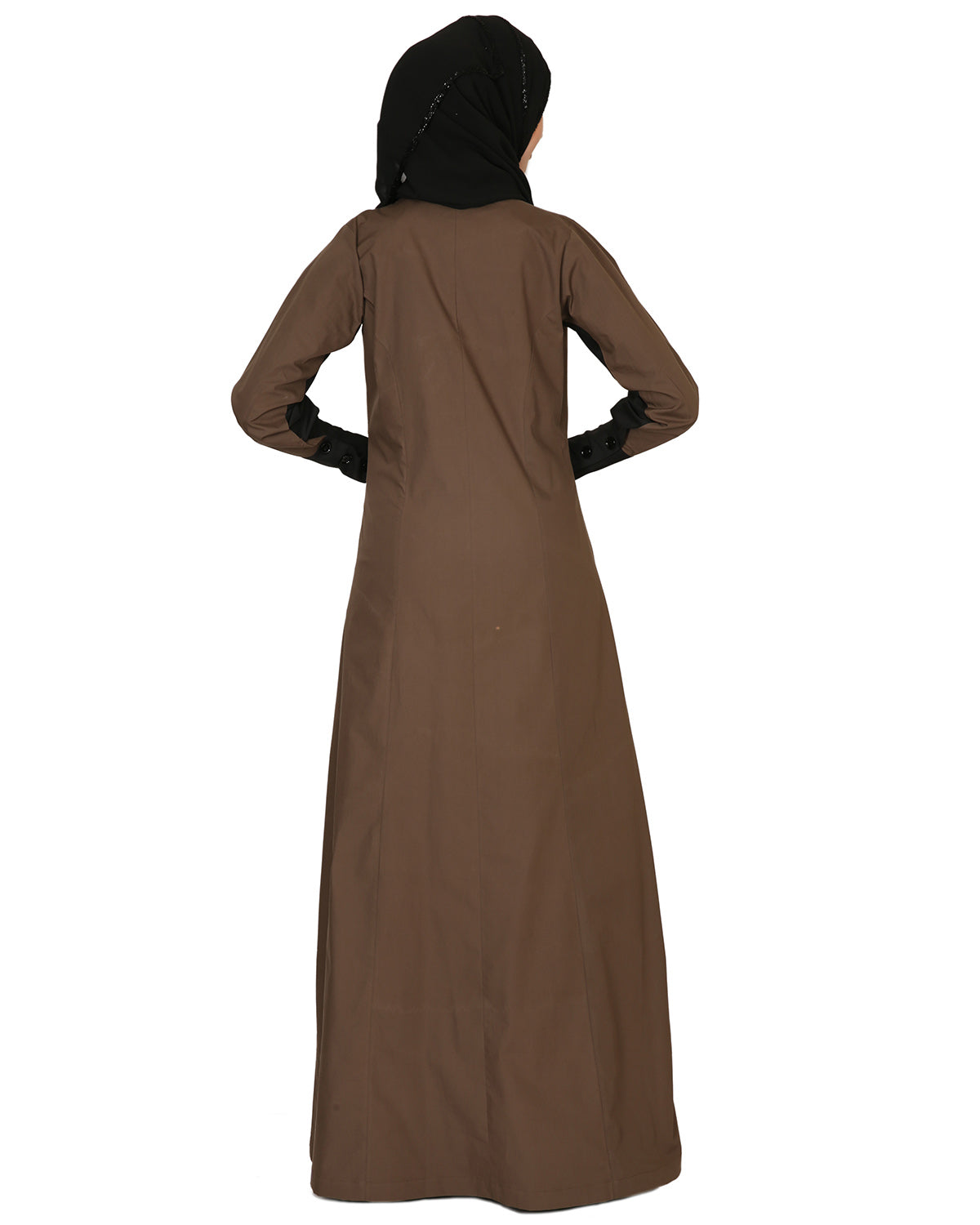 Trench Coat Style Abaya Brown