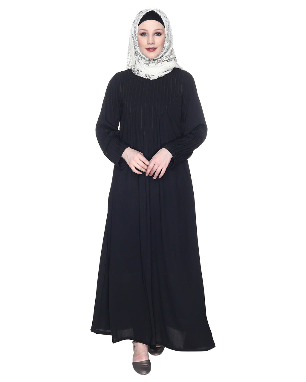 Sleek And Simple Abaya With Pintuck Detailing