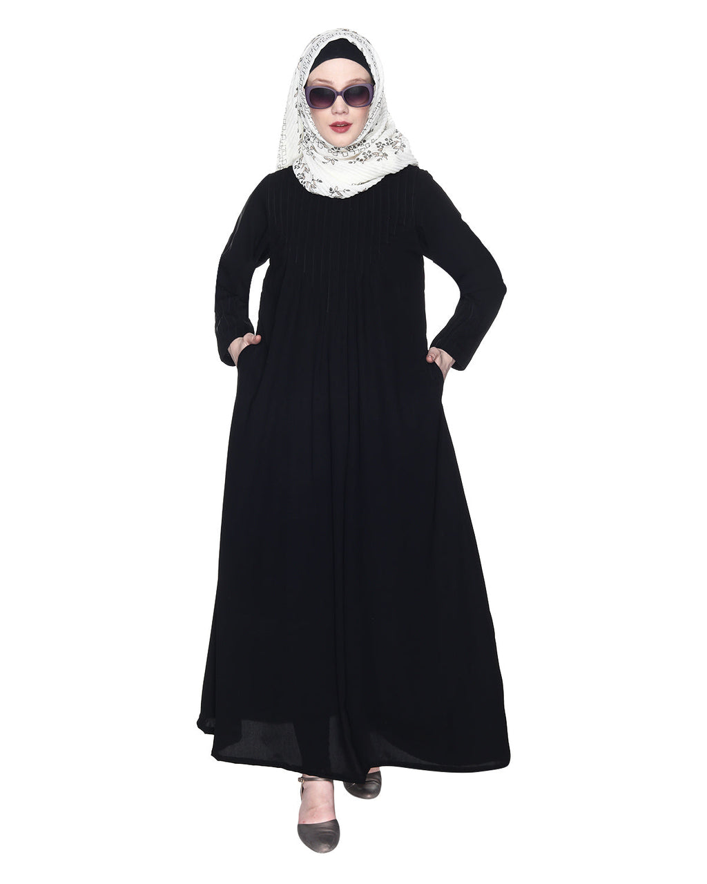 Sleek And Simple Abaya With Pintuck Detailing