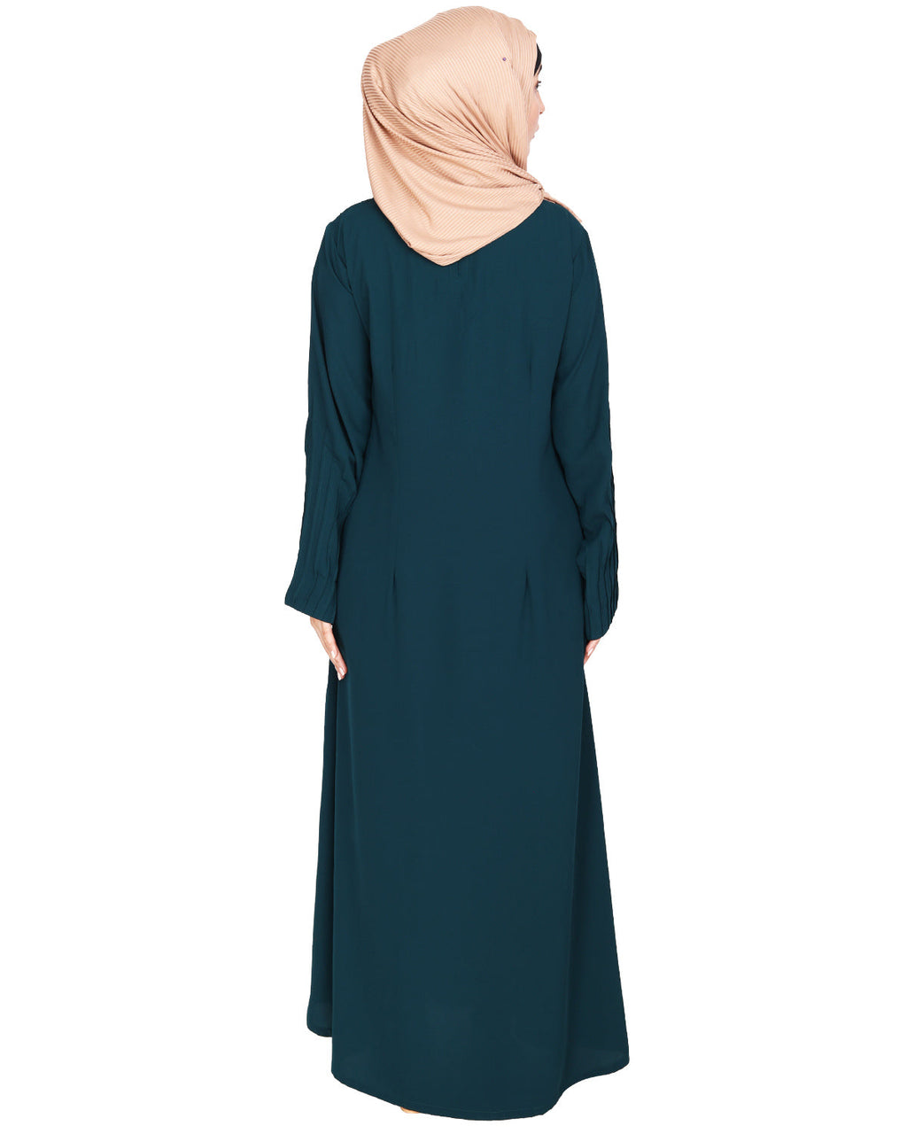 Sleek And Simple Abaya With Pintuck Detailing Bottle Green