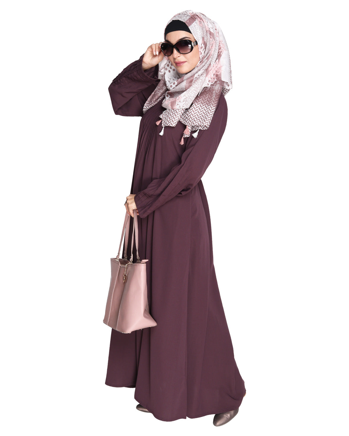 Sleek And Simple Abaya With Pintuck Detailing Grey