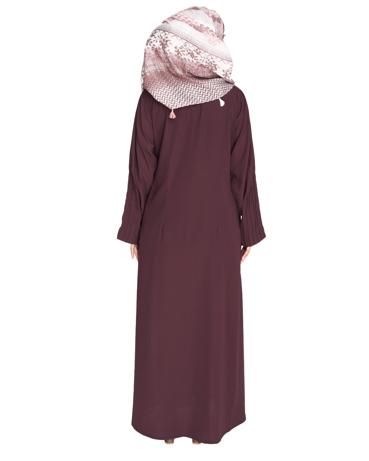 Sleek And Simple Abaya With Pintuck Detailing Grey