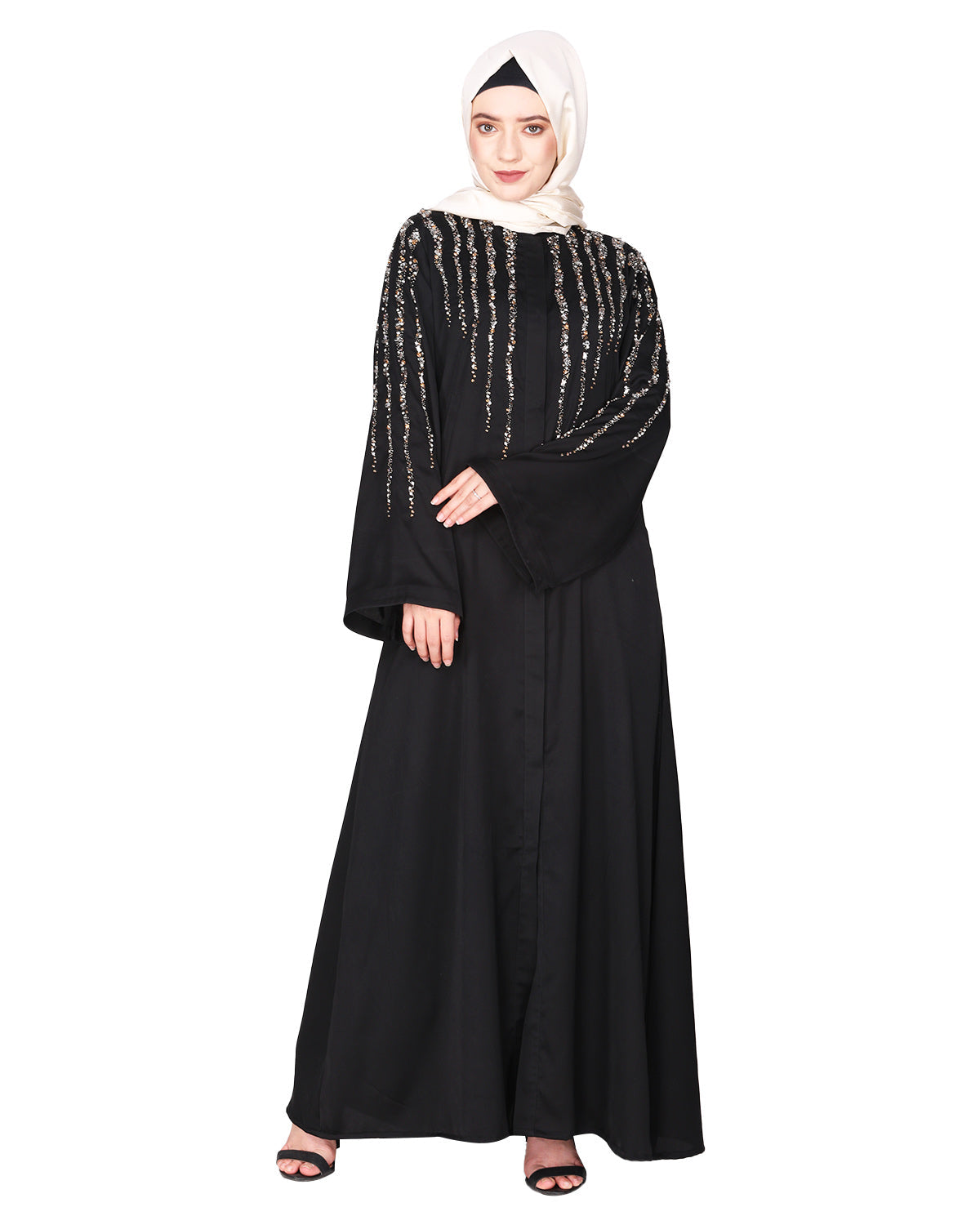 Luxurious Designer Khimar and Skirt Jilbab Set Black