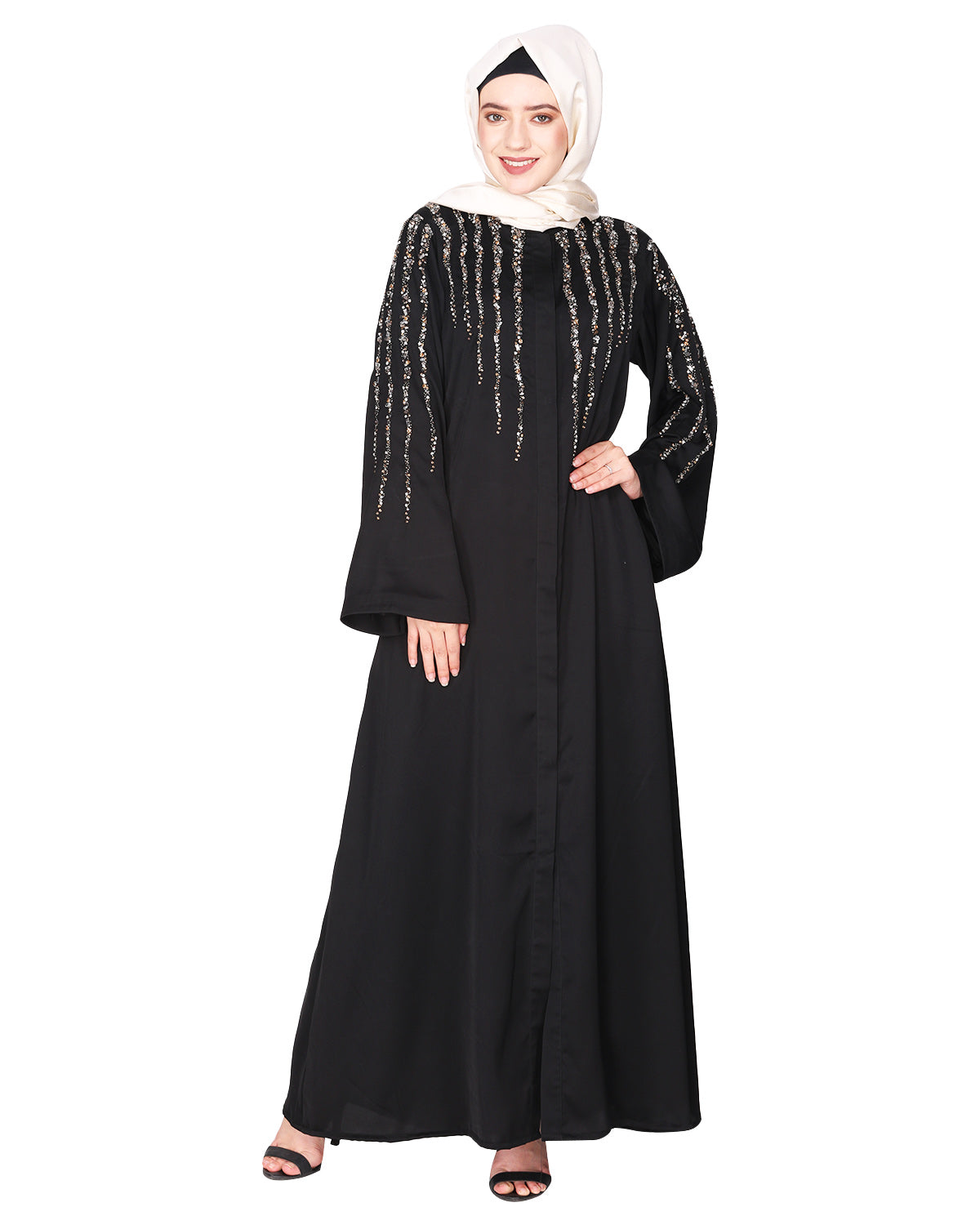 Luxurious Designer Khimar and Skirt Jilbab Set Black