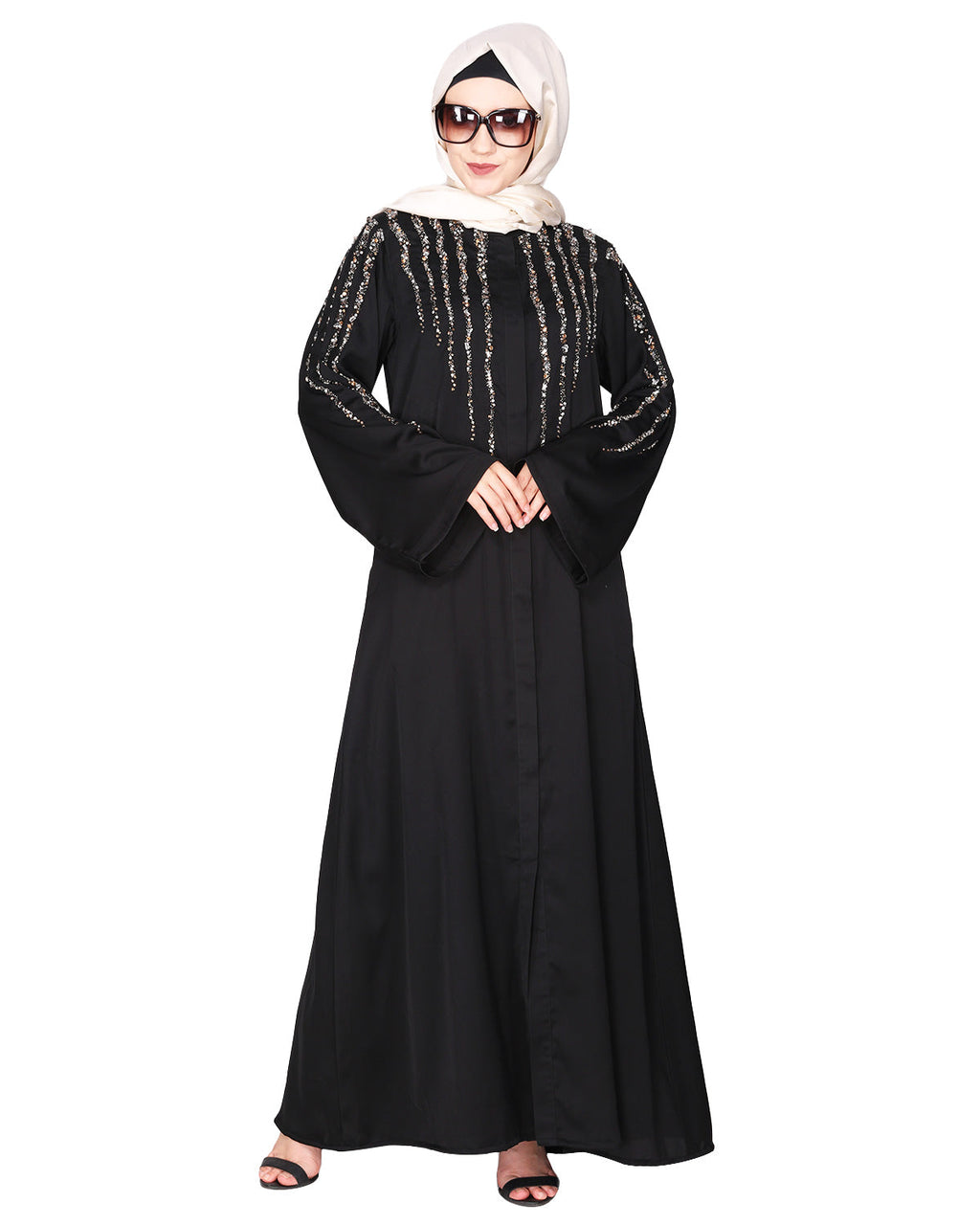 Luxurious Designer Khimar and Skirt Jilbab Set Black