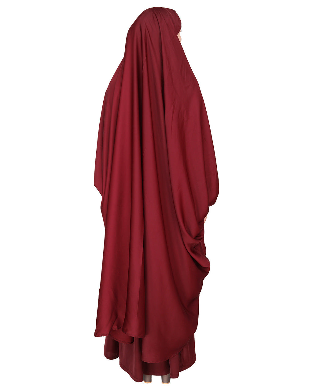 Luxurious Designer Khimar and Skirt Jilbab Set Maroon