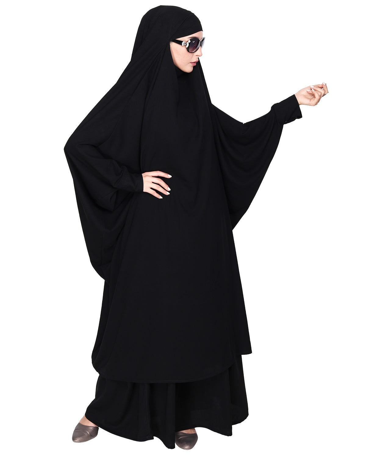 Gleaming Khimar and Skirt Jilbab Set Black