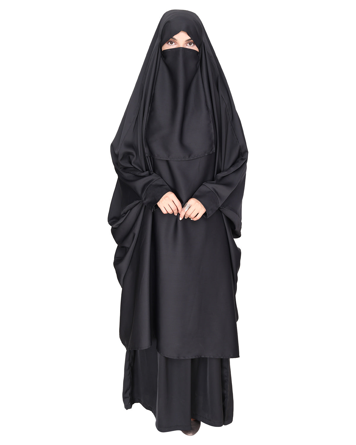 Gleaming Khimar and Skirt Jilbab Set Grey