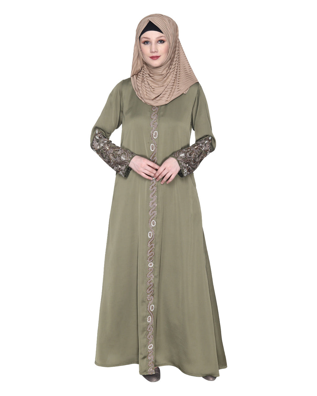 Opulent Hand Embroidered Luxury Abaya Dead Mint